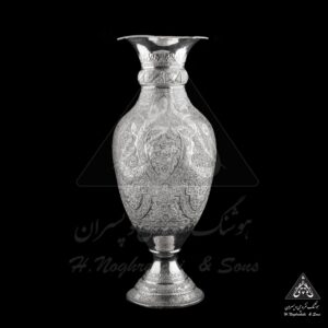 گلدان نقره گل و مرغ