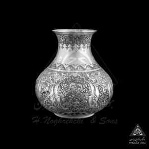گلدان نقره گل و مرغ