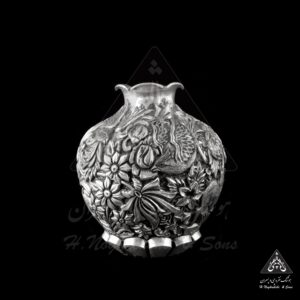 گلدان نقره شکارگاه برجسته ی اعلا