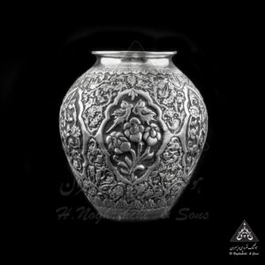 گلدان نقره گل و مرغ