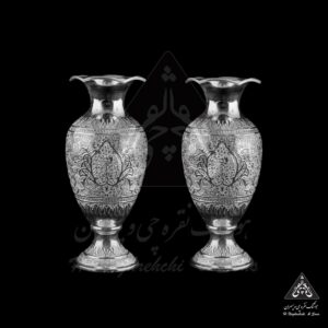 گلدان نقره گل و مرغ