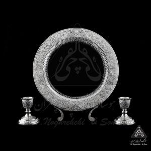 آینه و شمعدان نقره گل و مرغ 002