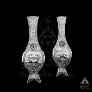 گلدان نقره ملیله و تخت جمشید برجسته
