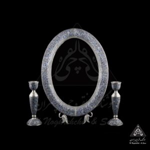 آینه و شمعدان نقره میناکاری رشت 002