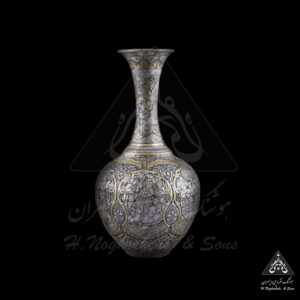 گلدان نقره صورت و ملقمه کاری اعلا