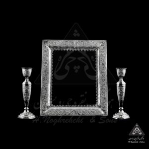 آینه و شمعدان نقره گل و مرغ