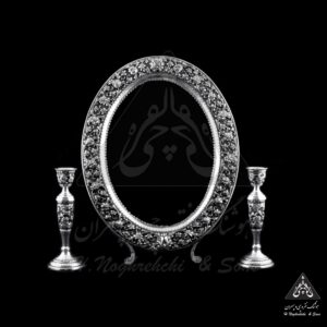 آینه و شمعدان نقره گل برجسته 002